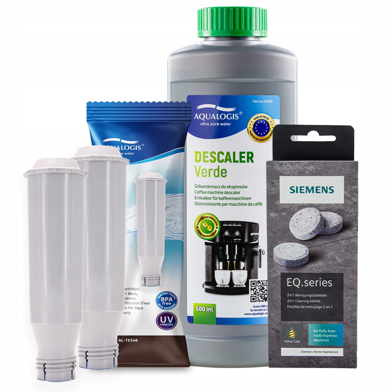 2x filtr AL-TES46 pro kávovar Bosch+odvápňovač 0,5 l+čisticí tablety