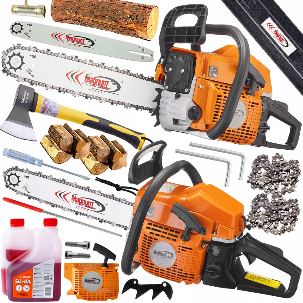 PIŁA SPALINOWA PILARKA ŁAŃCUCHOWA DO DRZEWA 5.2KM + SIEKIERA + OLEJ XXL