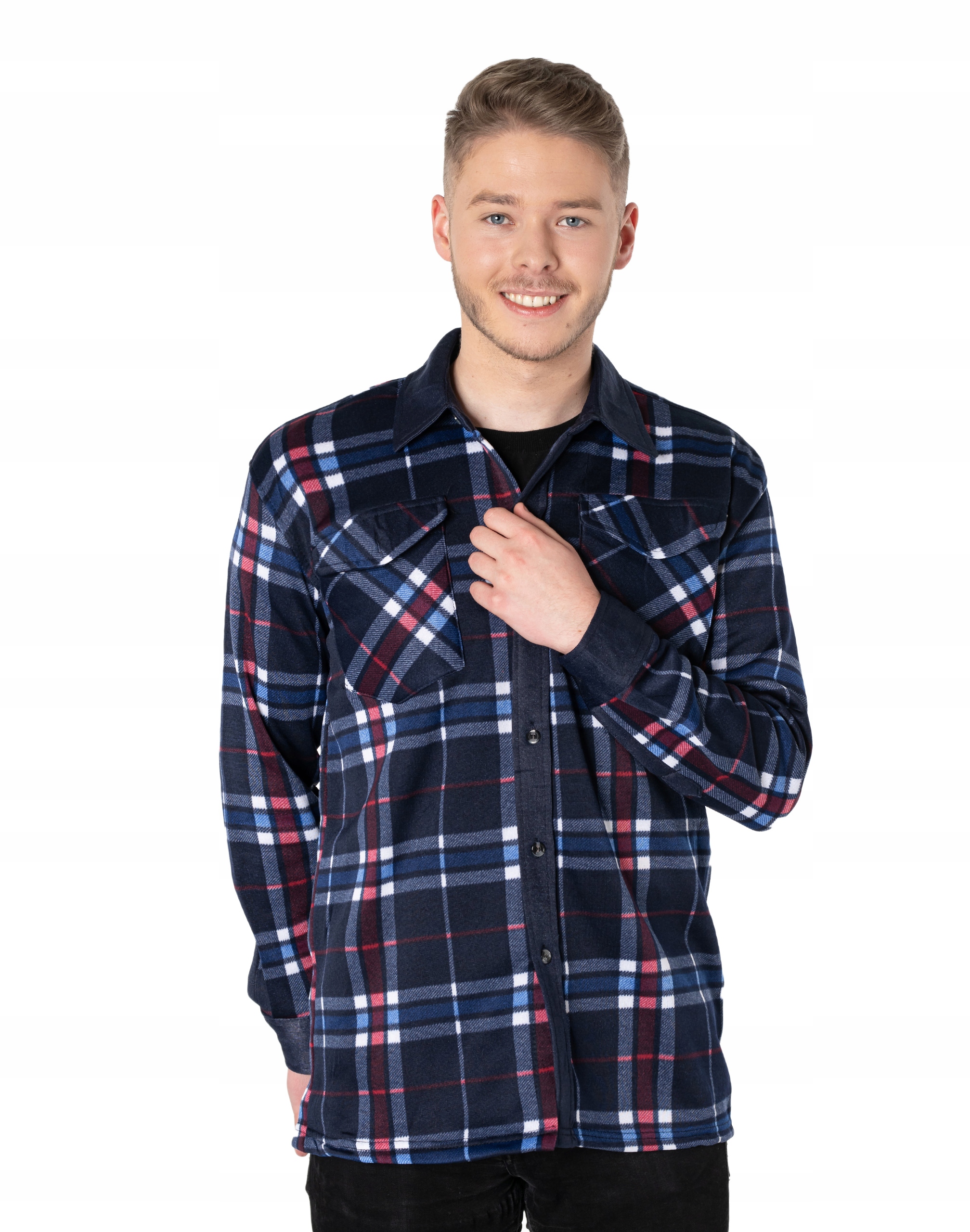 

Ciepła Koszula Męska w Kratę Ocieplana 2392-04 3XL
