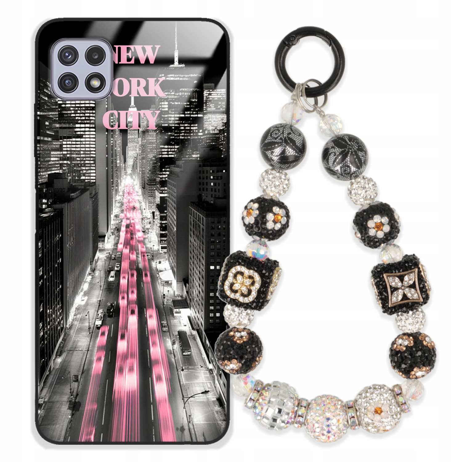 Puzdro Na Samsung A22 5G Glass Kľúčenka Elegantné Prémiové Dizajnové Puzdro