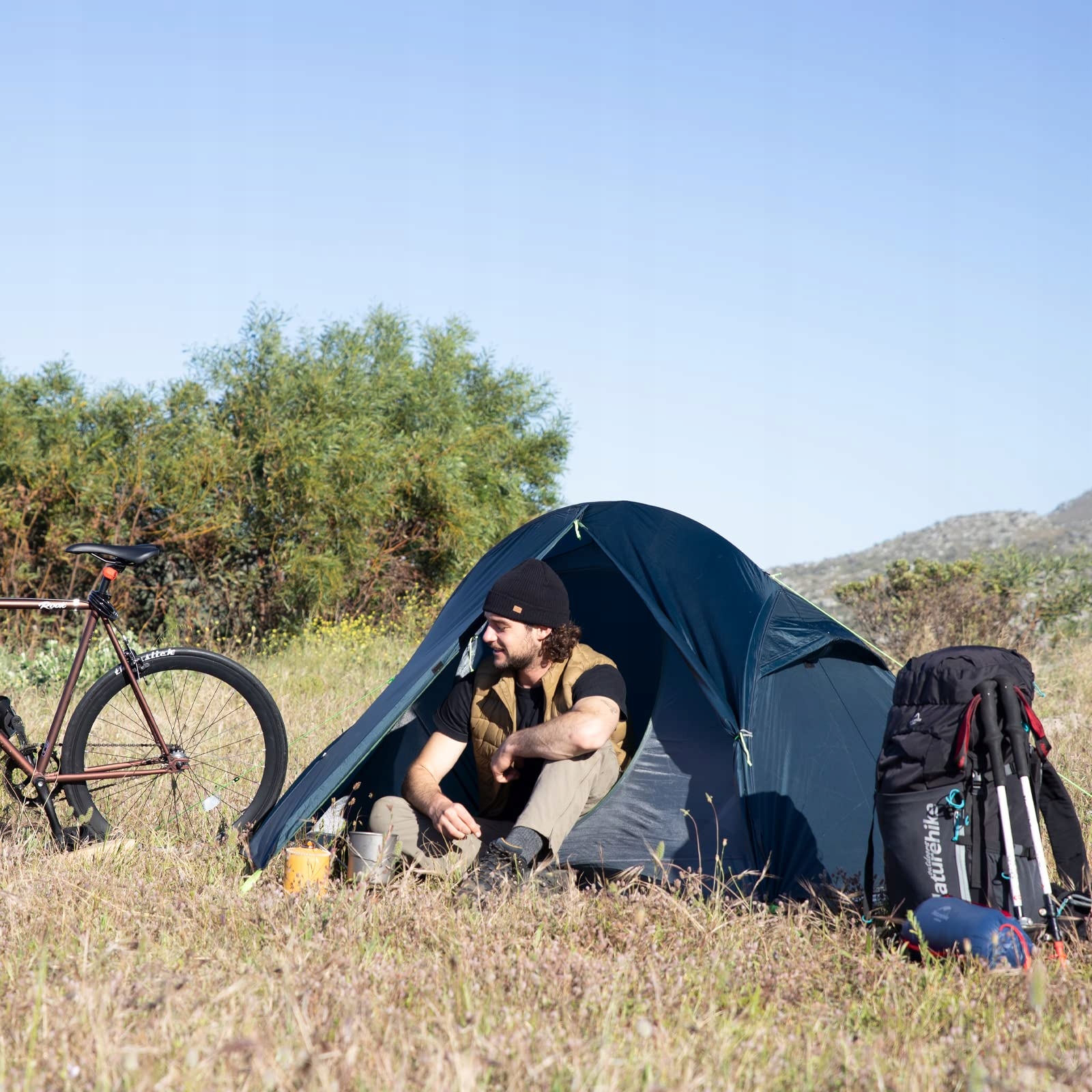 NATUREHIKE Ultralekkie Namiot Trekkingowy 1 Osobowy 3-4 Sezonowy Camping — miniatura 9