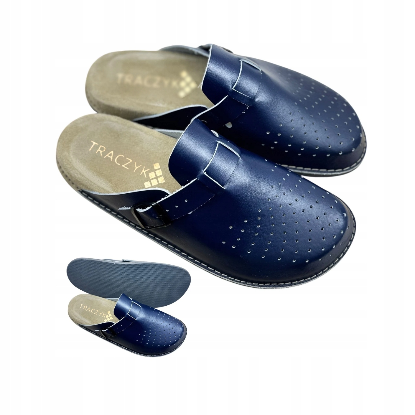 Trczyk Nazouváky Chodaki Fusbet Přírodní Kůže Tmavě Modré Ortopedické vel. 40