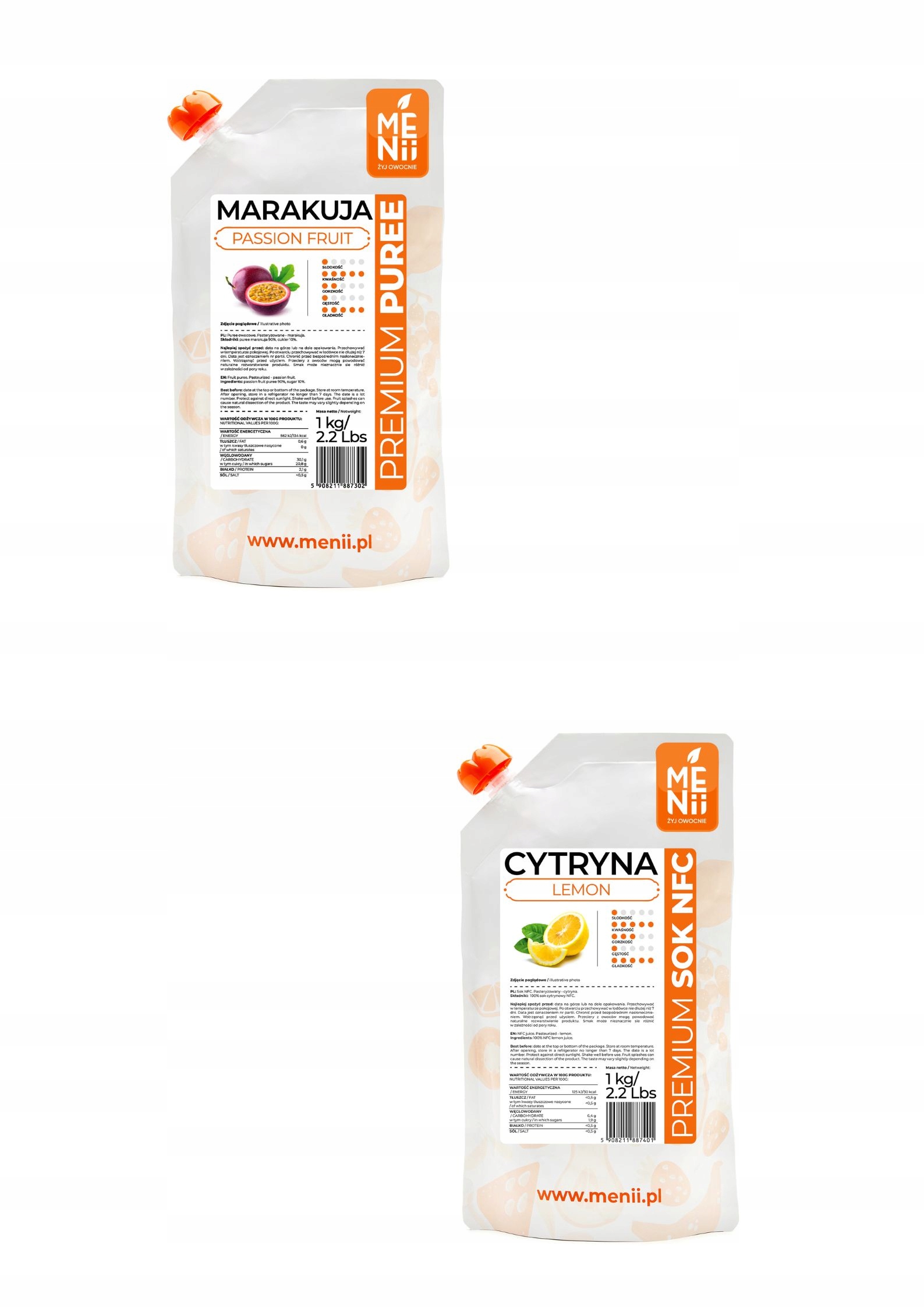 Levně Menii Sada Premium Pyré Marakuja Citron 100% Nfc