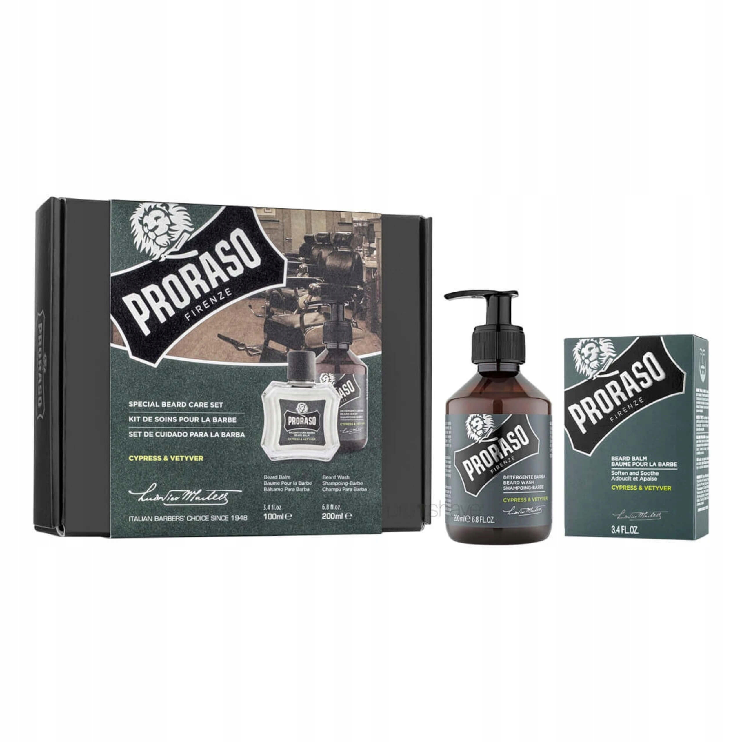 Proraso Sada pro péči o vousy Cypřiš & Vetiver Speciální Šampon na vousy 200 ml &