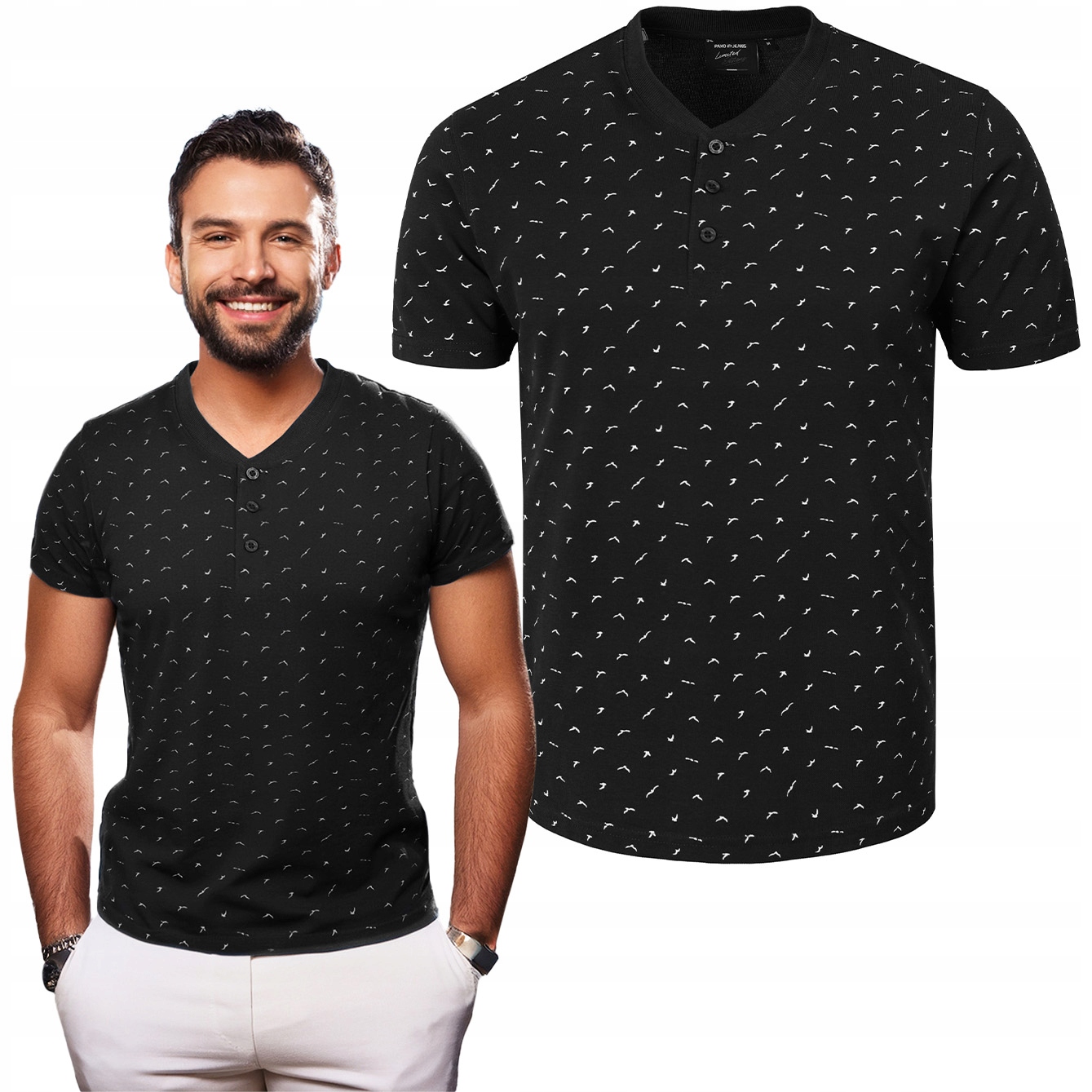 pánské tričko se srdíčkem Černá Bavlna Pika Tino 3XL Pako Jeans