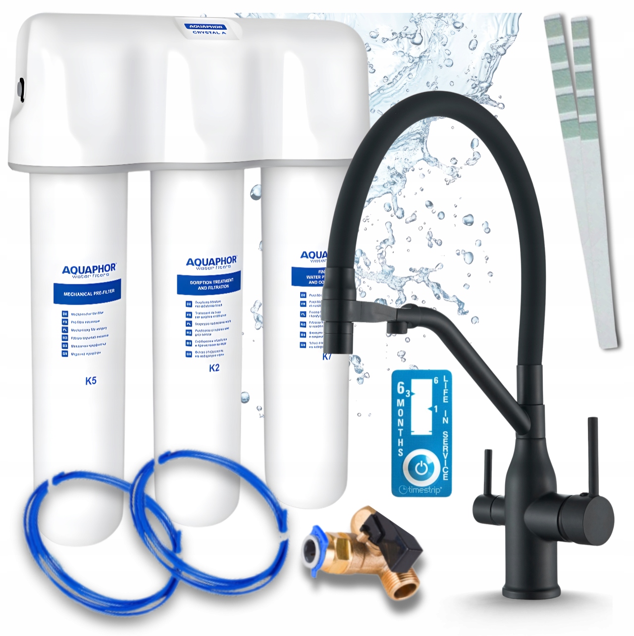 Poddřezový Vodní Filtr S Kuchyňským Kohoutkem, Flexibilní Výtok, Černý