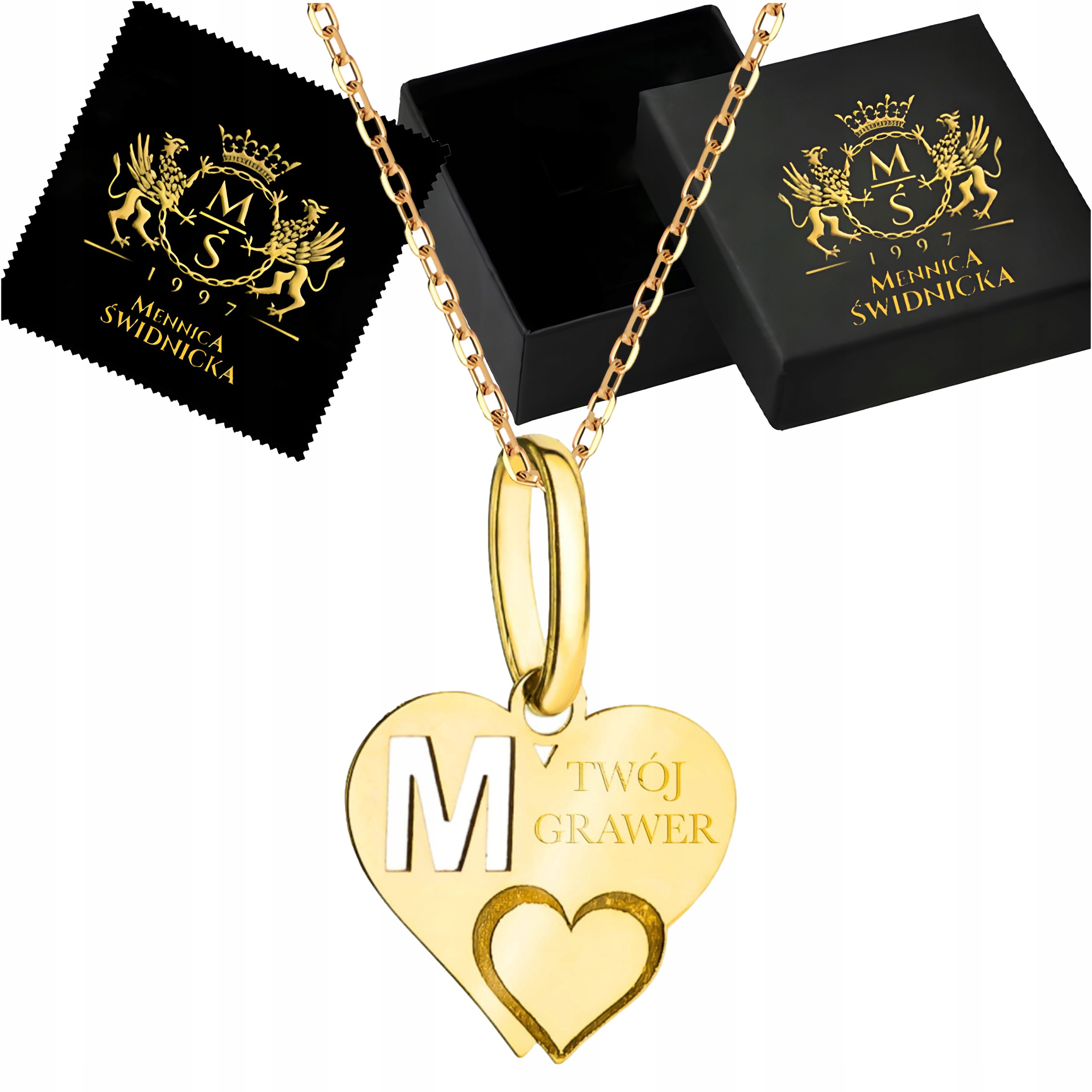 Zlatý Řetízek Ankr Zlatý přívěsek Srdce Písmeno M Zlato 585 Dámský