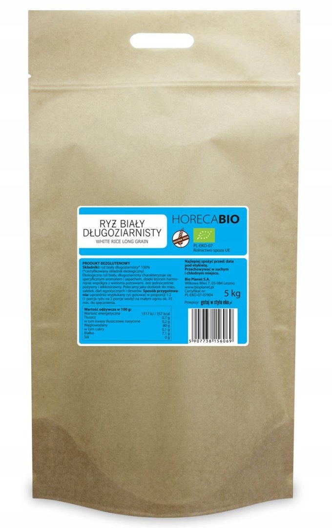 Rýže Bílá Dlouhozrnná Bezlepková Bio 5 kg Horeca (bio Planet)