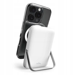 Bezdrátová powerbanka Puro 10000 mAh MagSafe s podstavcem – bílá Puro