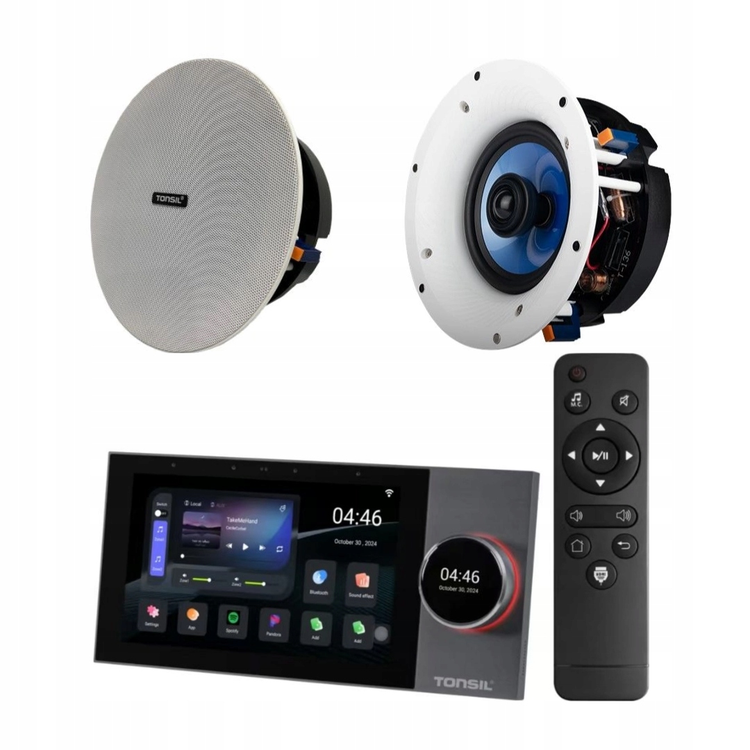 Nástěnný přehrávač zesilovače Tonsil WS-120 2x stropní reproduktor ZGSU-250S