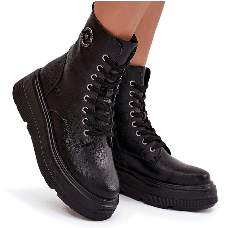 Kotníkové Boty pracovní kotníkové boty s izolační platformou a ozdobou Vinceza 16513, černé 39