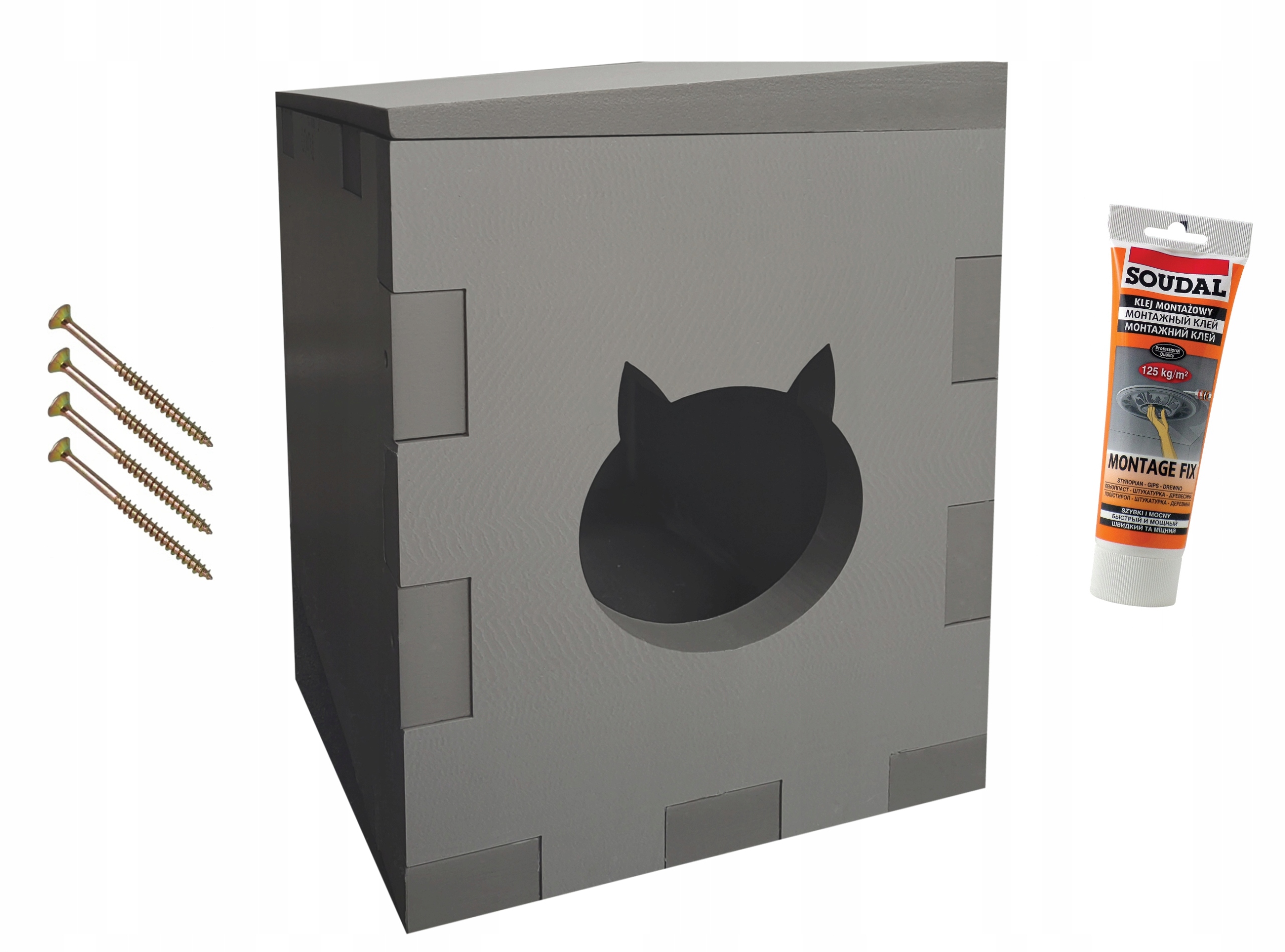 Elhare Buda domek dla kota Diy całoroczna, 4cm Xps ciepły Termobox