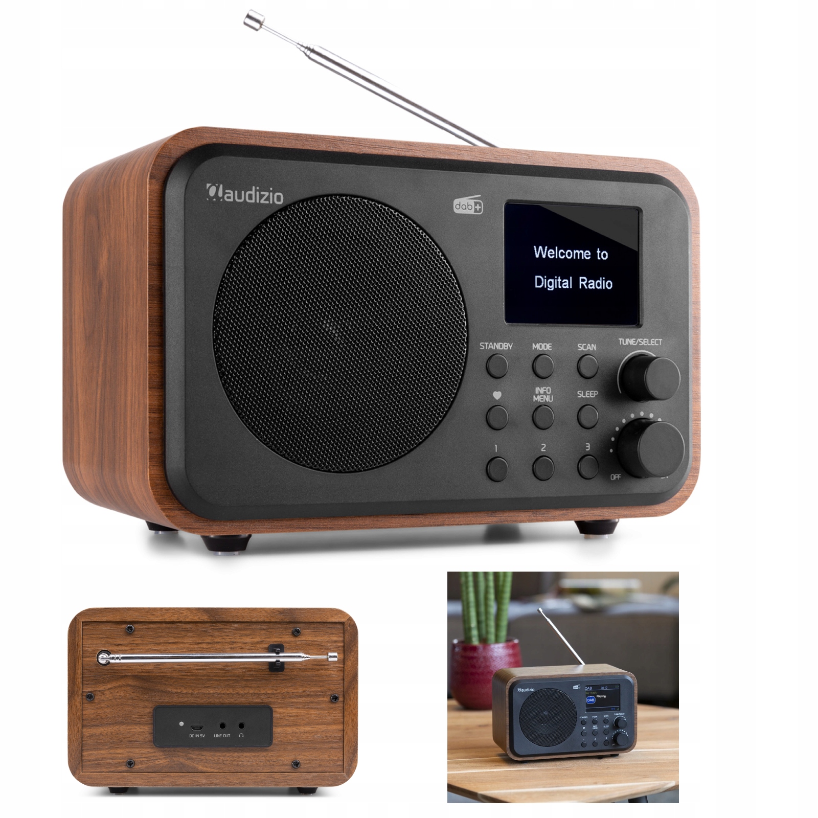 Radio domowe biurowe Dab+ Fm Bt Usb akumulator
