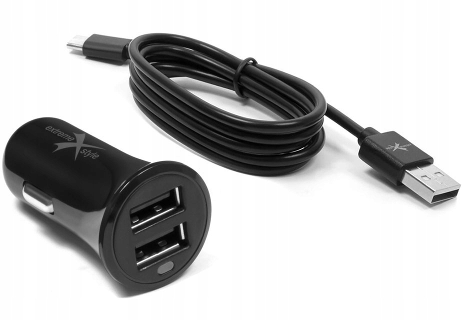 ŁADOWARKA SAMOCHODOWA – 2 X USB + KABEL USB TYP-C Producent Extremestyle
