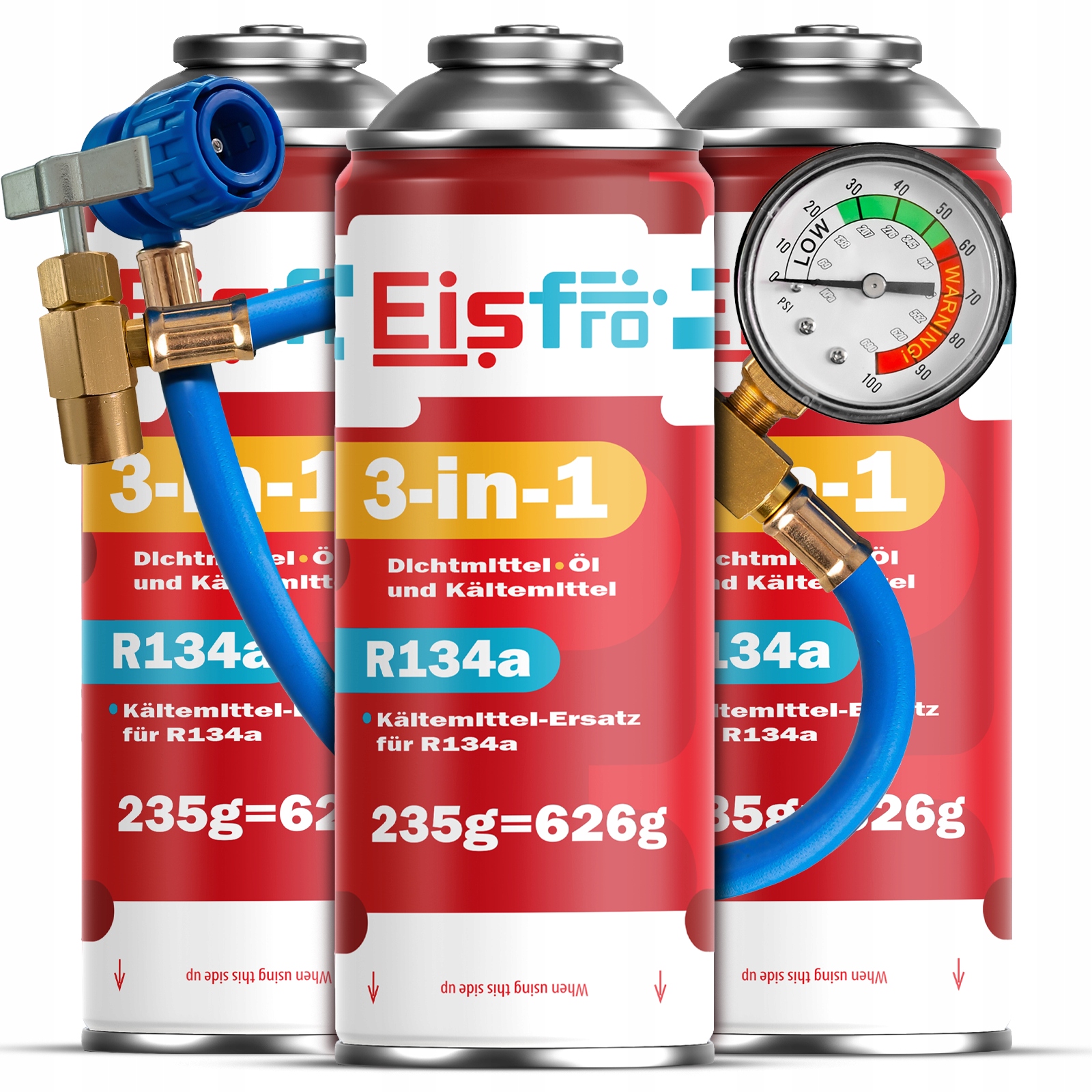 3x Gaz Pro Klimatizace R134a chladivo 3v1 705g Kabel