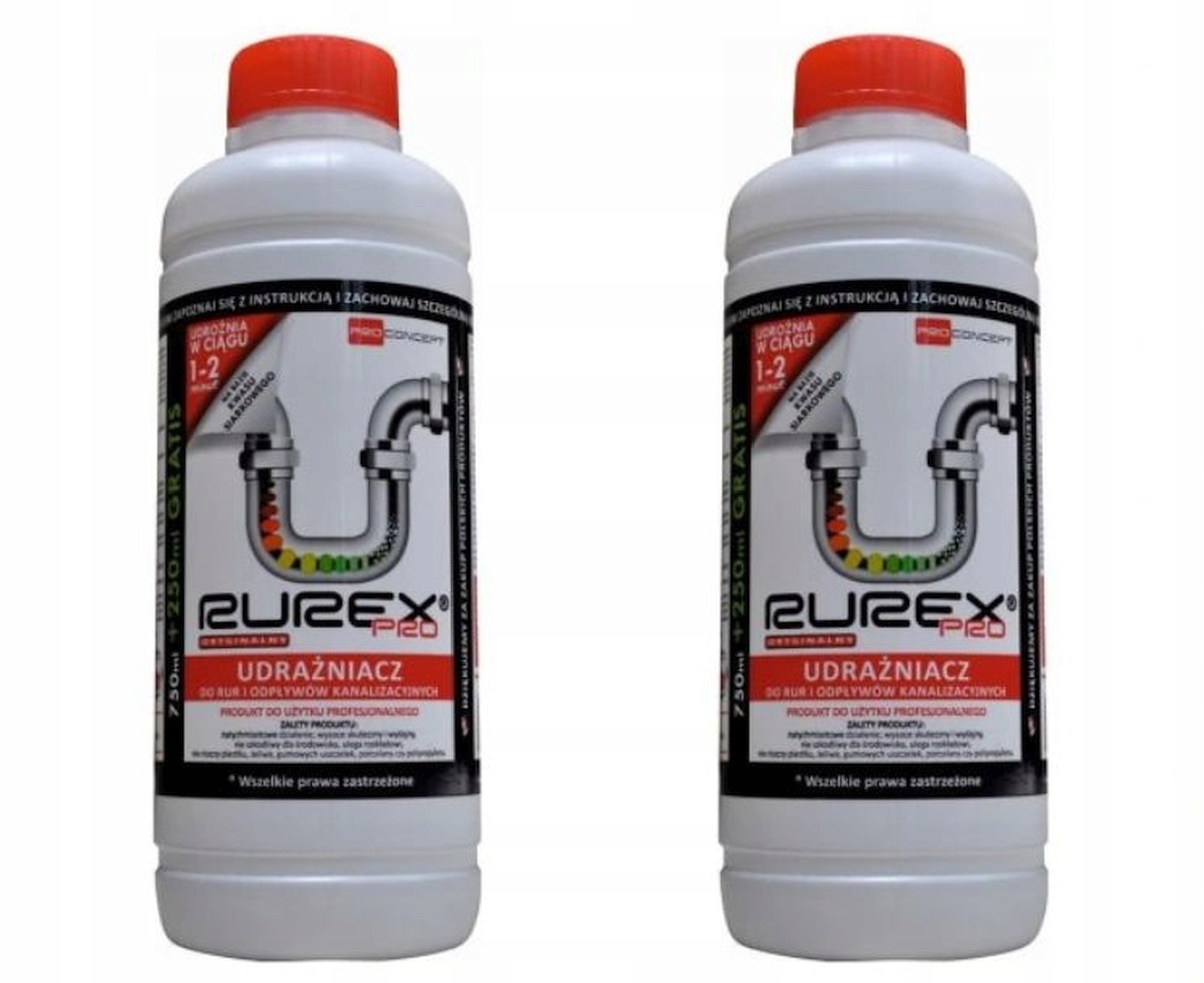 

Płyn udrażniania rur kanalizacyjnych Rurex 1L 2szt