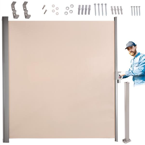 Boční terasová markýza Luaro paraván rolovací 180 x 400 cm béžová