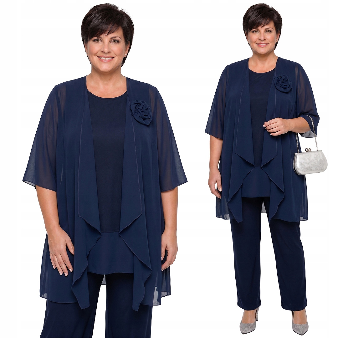 Tmavě modrá tunika s růží plus size velikost 56