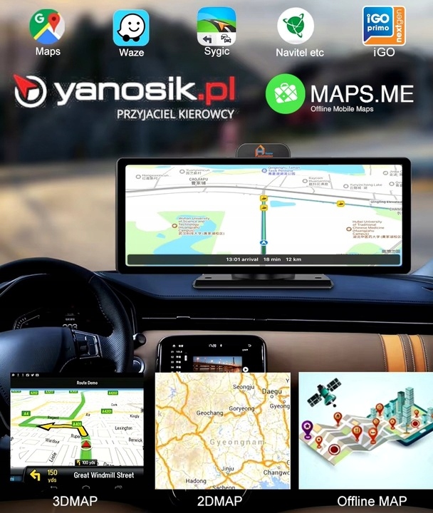 Radio Stacja Rejestrator Monitor samochodowy Kamera Nawigacja GPS Android Rodzaj akcesoryjny