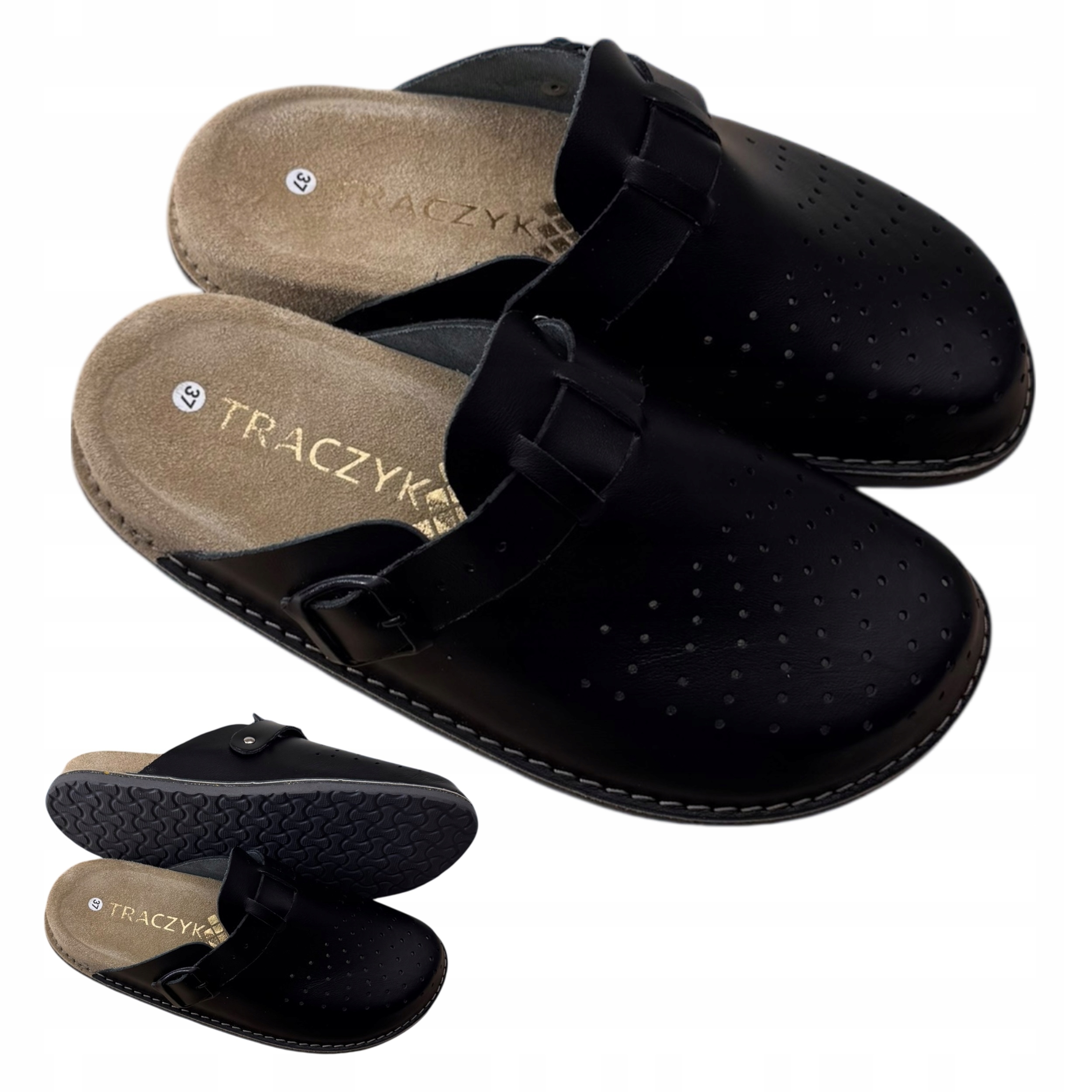Anatomické Nazouváky Traczyk Přírodní Kůže Černé Profilované vel. 38