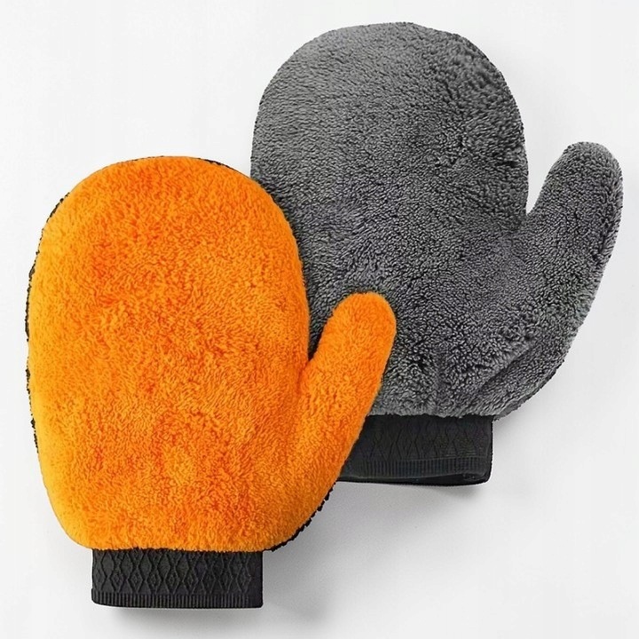 2x Profesjonalne delikatne rękawice do mycia z mikrofibry Coral Fleece