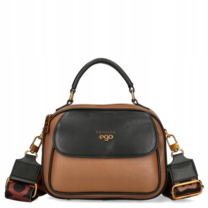 Dámská kabelka Ego Malá dvoukomorová kabelka Eko Kůže 2 proužky hnědá