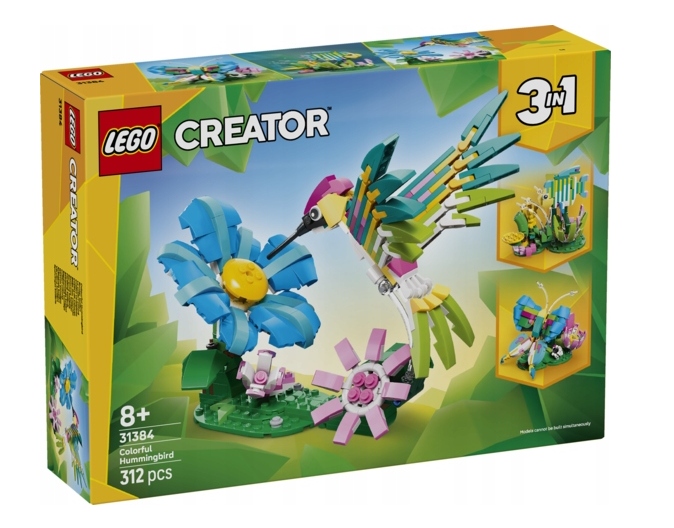Lego 31384 Creator 3v1 Divoká Zvířata Barevný Kolibřík Motýl Ryba