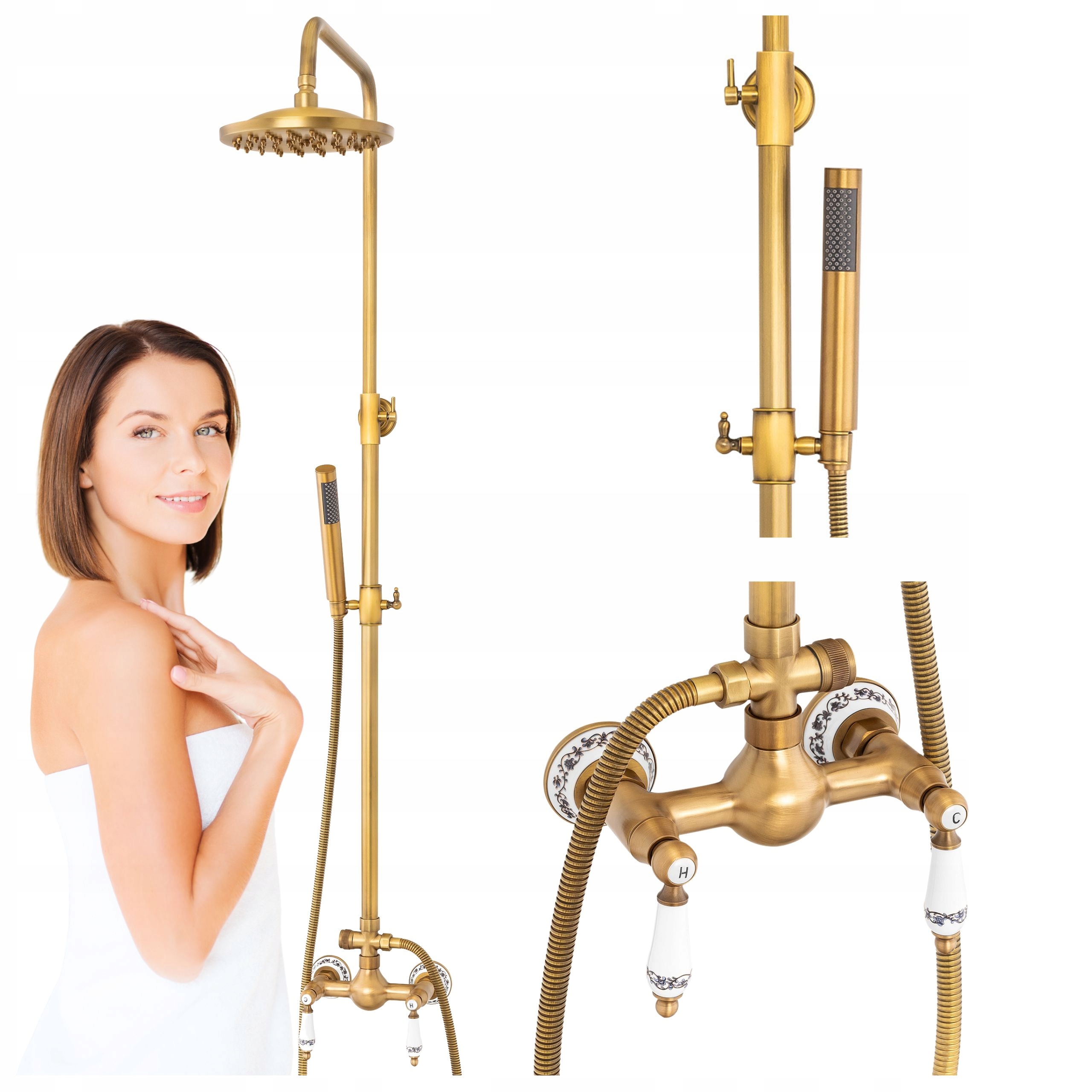 Sprchový Set Na Omítku Retro Paloma Staré Zlato