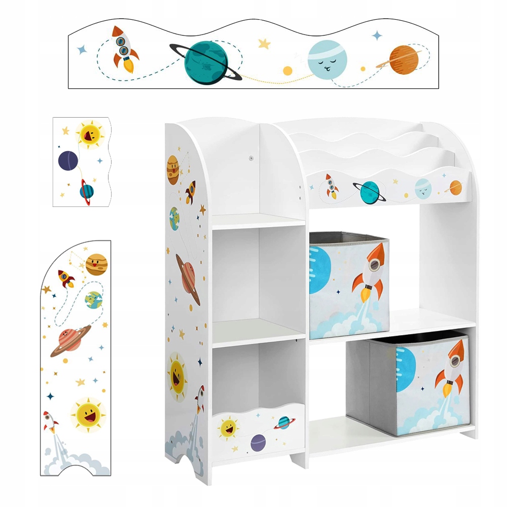 Regał półka do pokoju dziecięcego 93 x 30 x 100 organizer z 2 pojemnikami