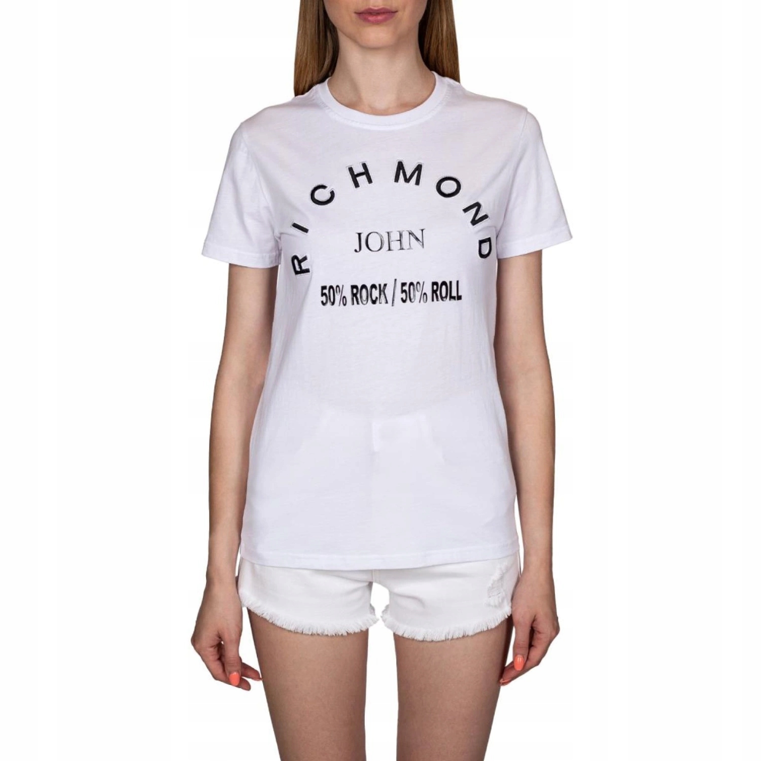 Tričko bavlněné tričko John Richmond volného střihu s bílým logem vel. S