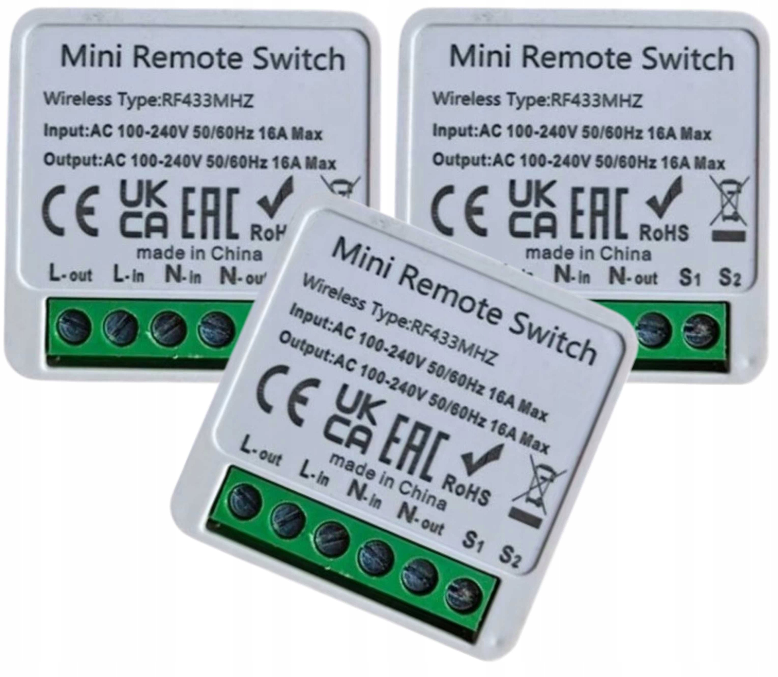 3x PRZEKAŹNIK DOPUSZKOWY RADIOWY BEZRZEWODOWY WŁĄCZNIK RF 433 MHz SMART 16A