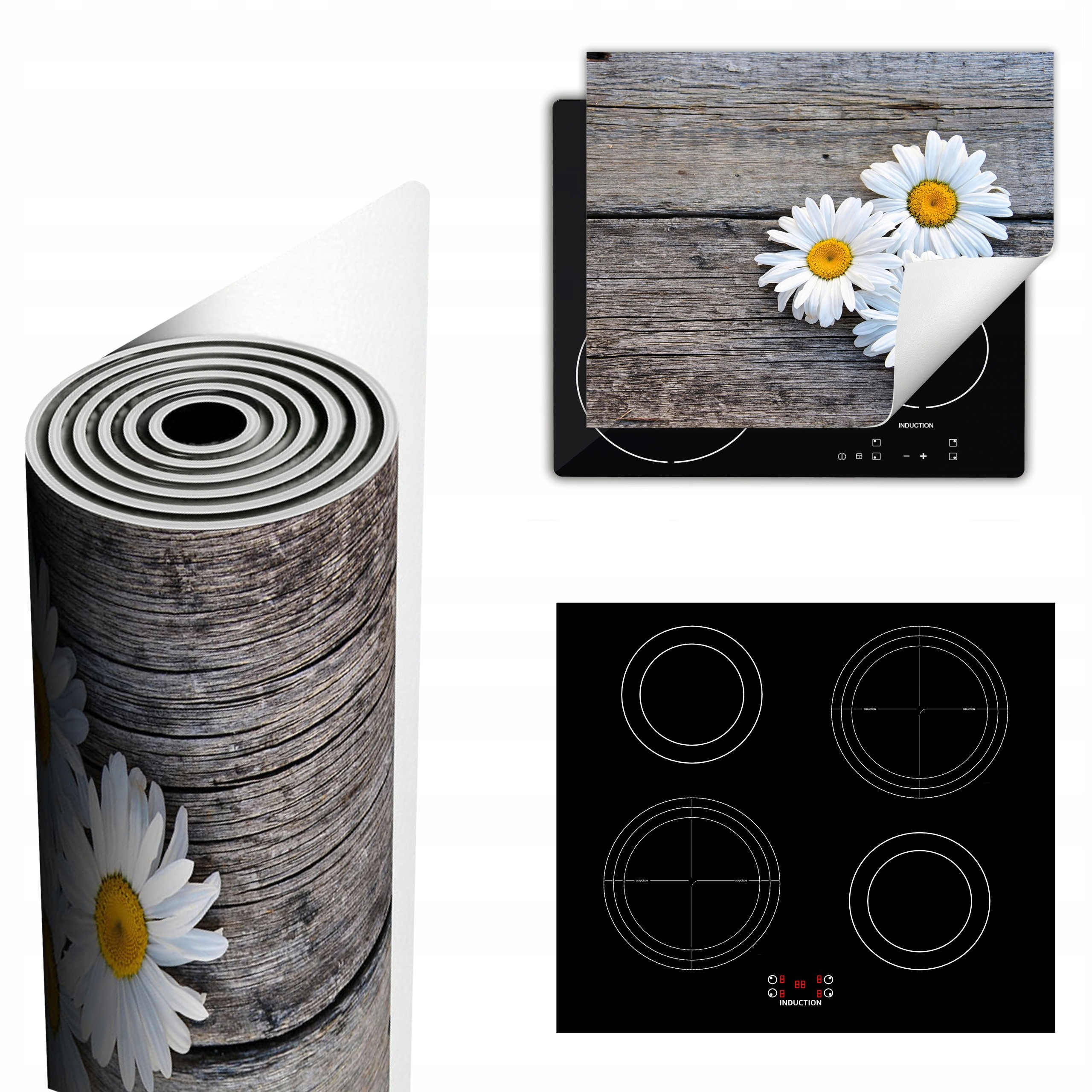 Ochranná Podložka Na Sporák Má Více Místa 60x52 květina dřevo