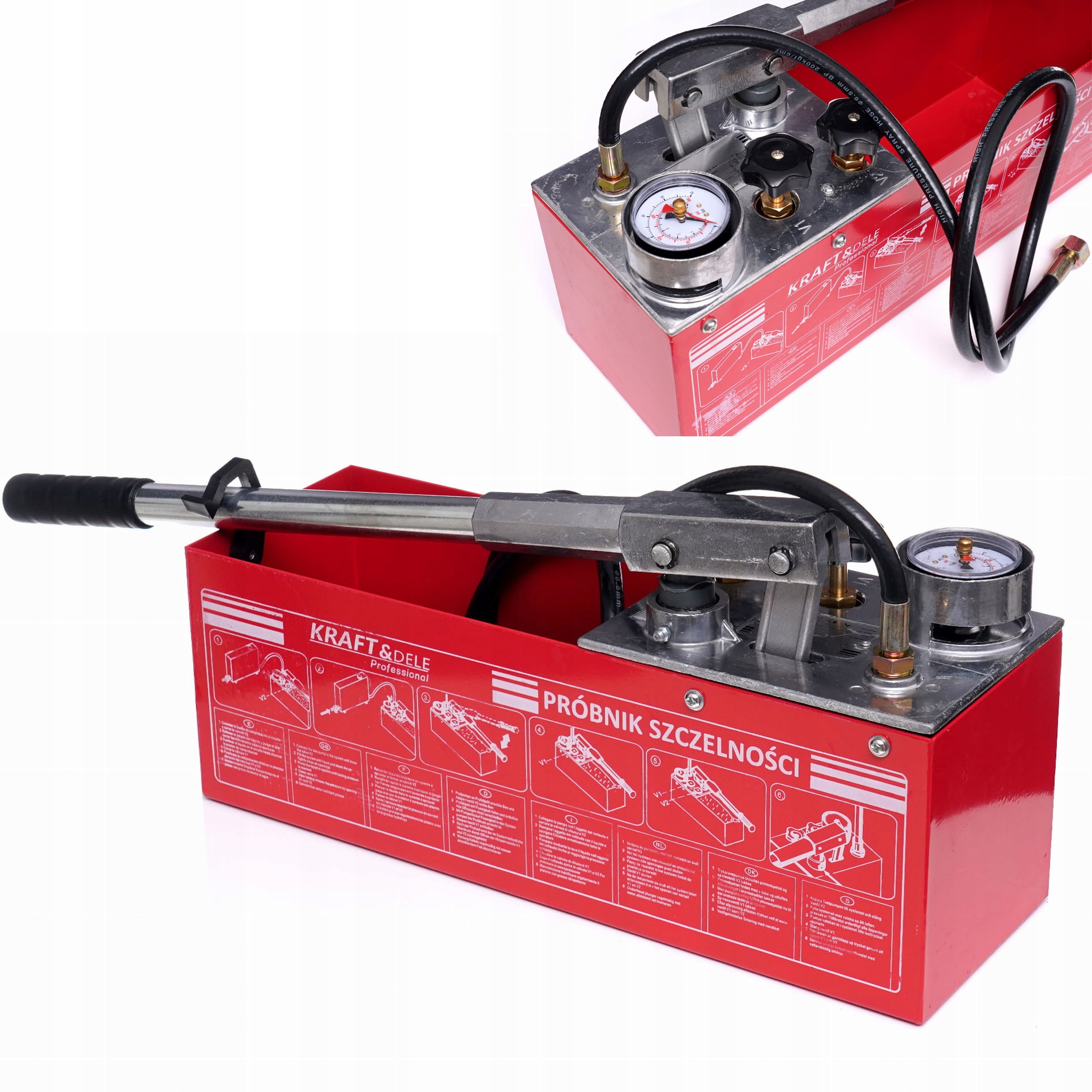 Ruční Čerpadlo Pro Zkoušky Tlakového Tlaku Instalací 0-50 kg 12 L