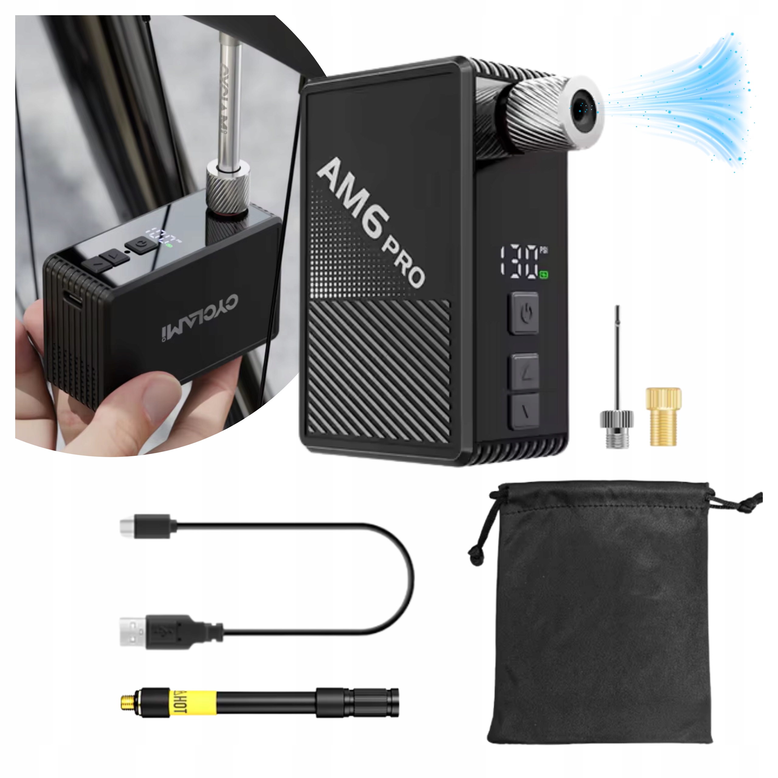 Mini Pompka rowerowa elektryczna Przenośna Presta Schrader Av Kompresor