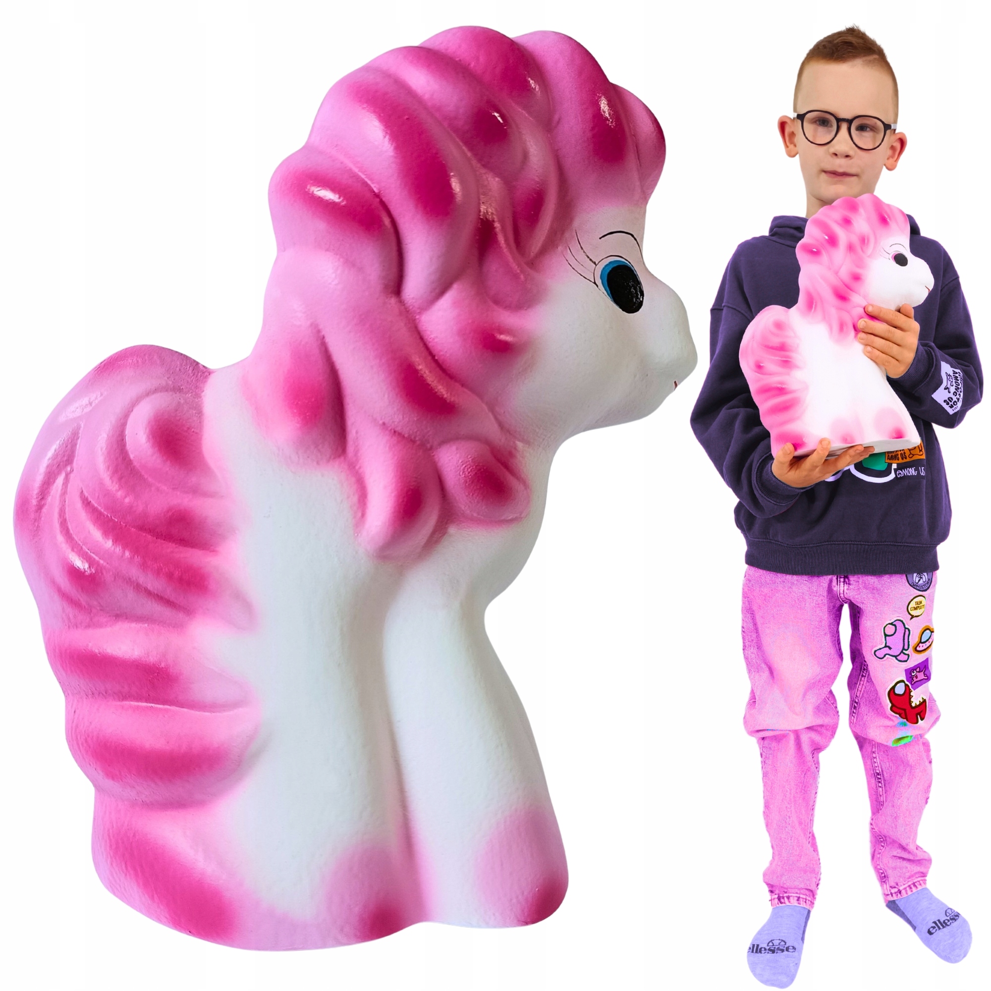 Růžová velká Pokladnička Kůň XL na rozbití keramická prostorná pro holčičku