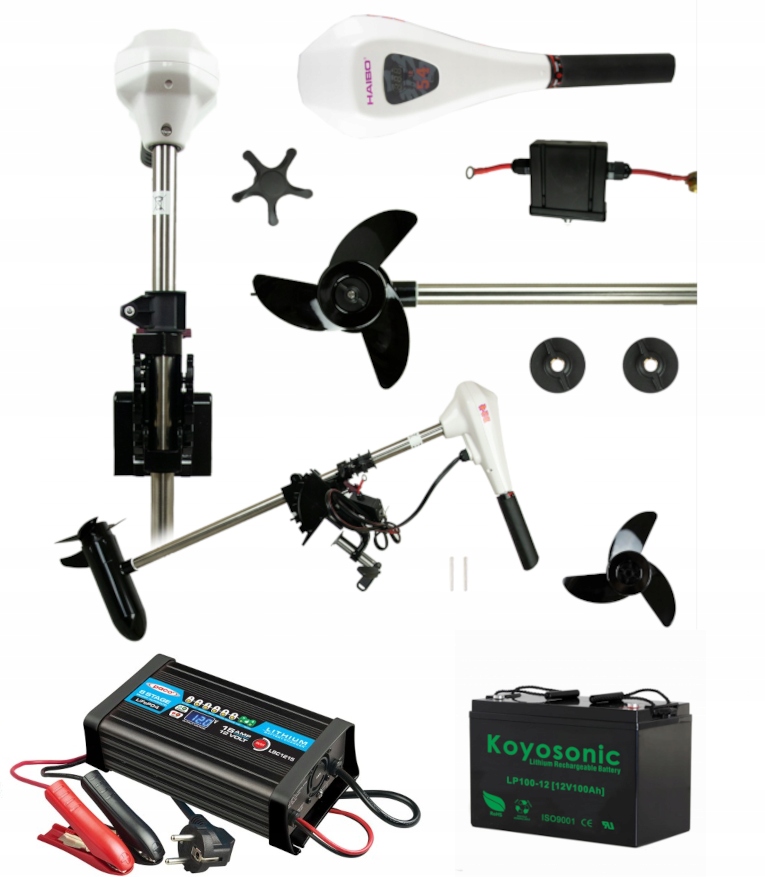 Set Přívěsný Motor Haibo D54 Aku Koyo LifePO4 100Ah Nabíječka LBC1210