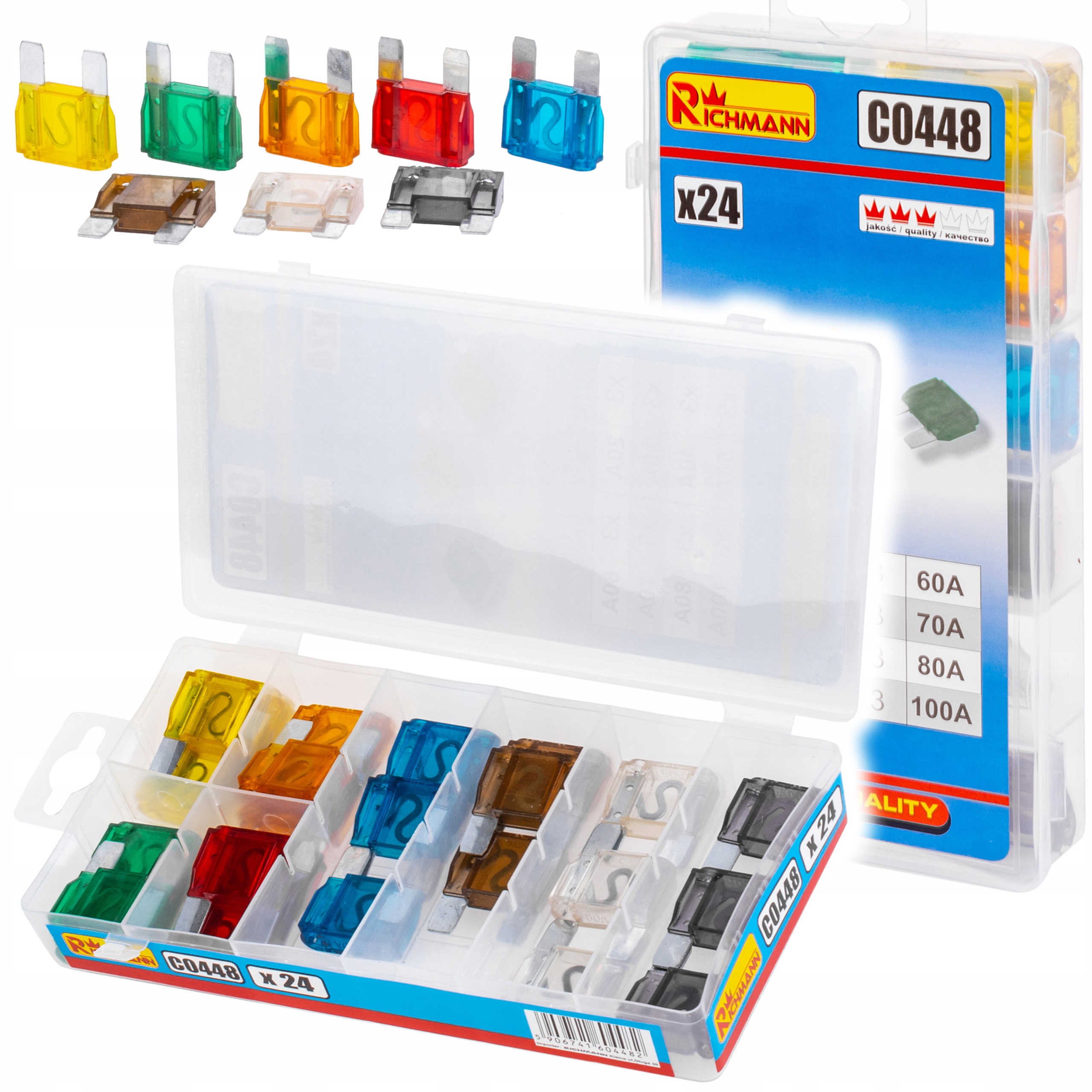 KOMPLET BEZPIECZNIKI MAXI SAMOCHODOWE KOLORY 24 EL