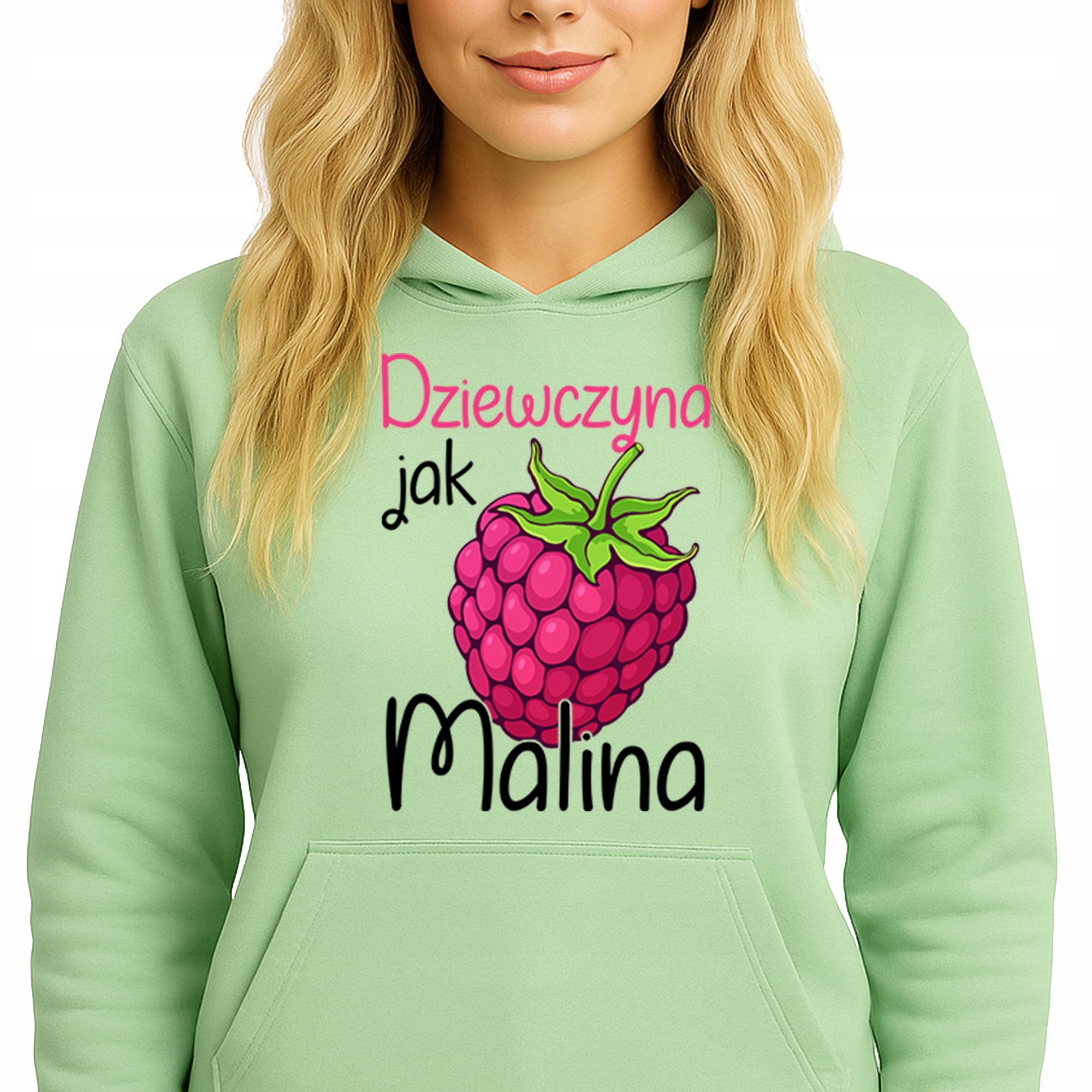 Mikina S Kapucí Zelená Hoodie Bavlněná Dívka jako malina M