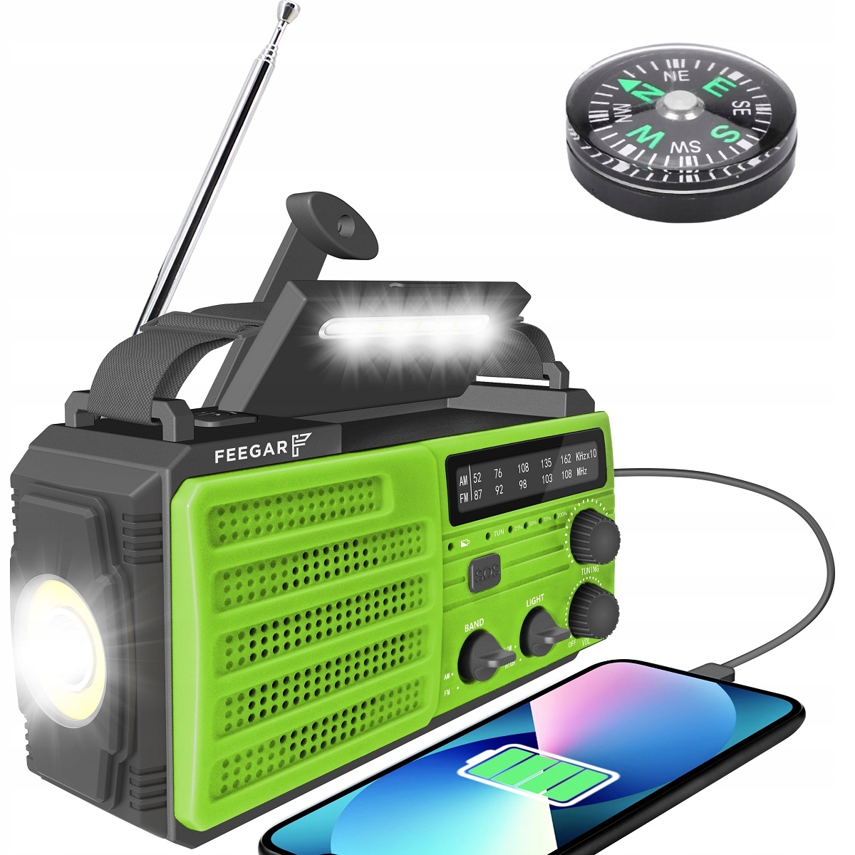 Feegar Solární rádio s powerbankou pro rybáře a rybaření