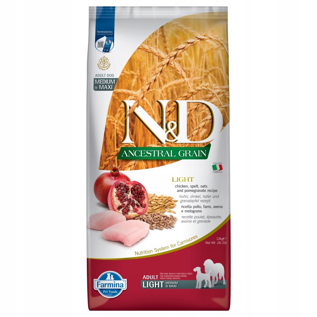 Levně Farmina N&d Dog Light Medium & Maxi 12kg Dietní Krmivo pro psy s kuřecím masem