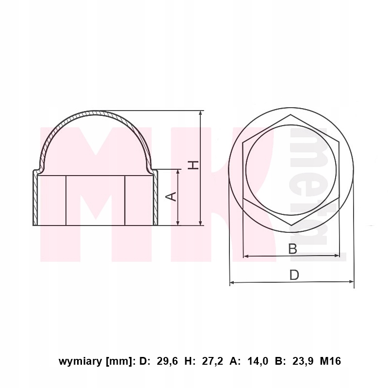 Maskownica śruby M16 zaślepki na śruby M16 - 10szt Marka MK-Metal