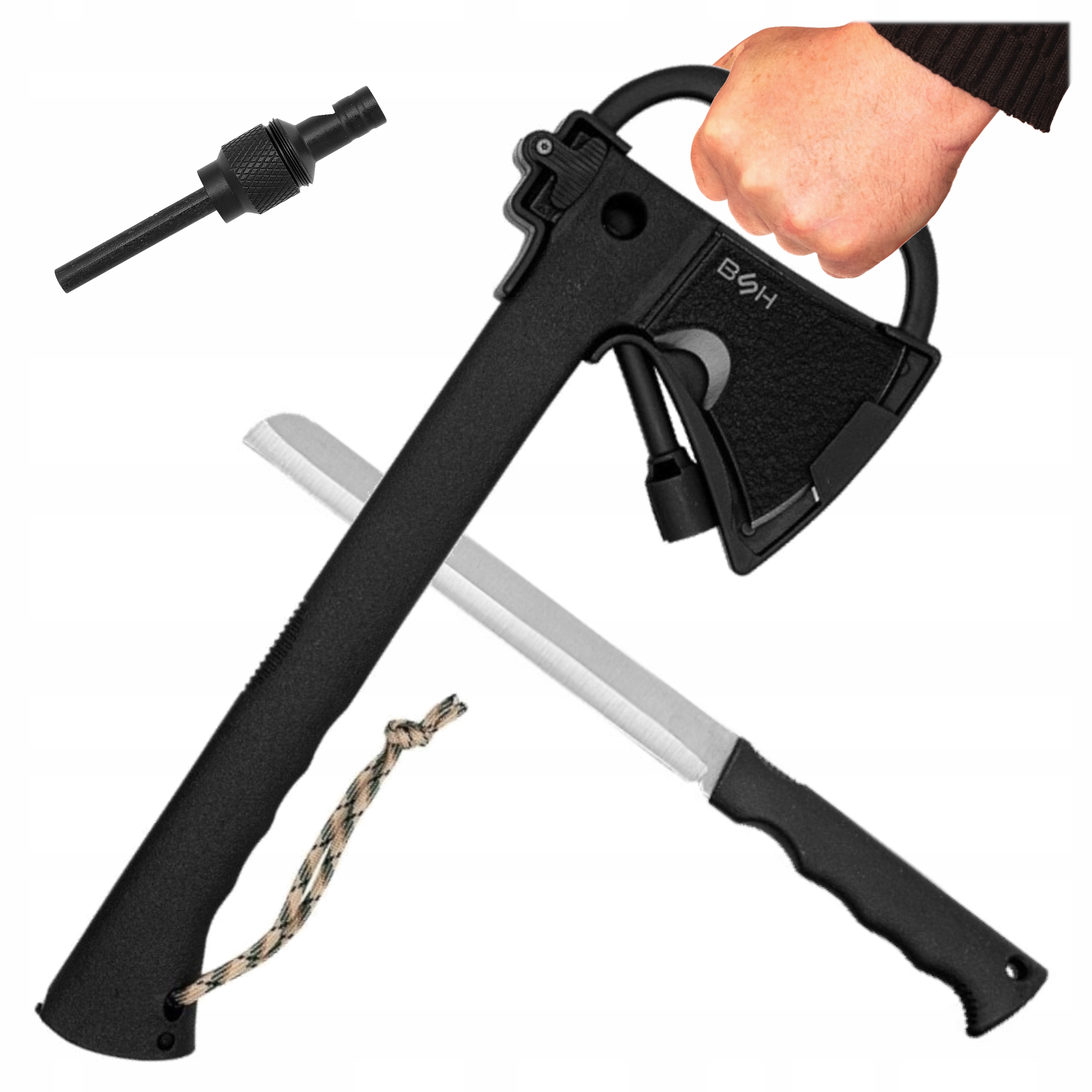 5v1 Multifunkční sekera Survival Nůž Kabura Křesadlo Outdoor Turistika