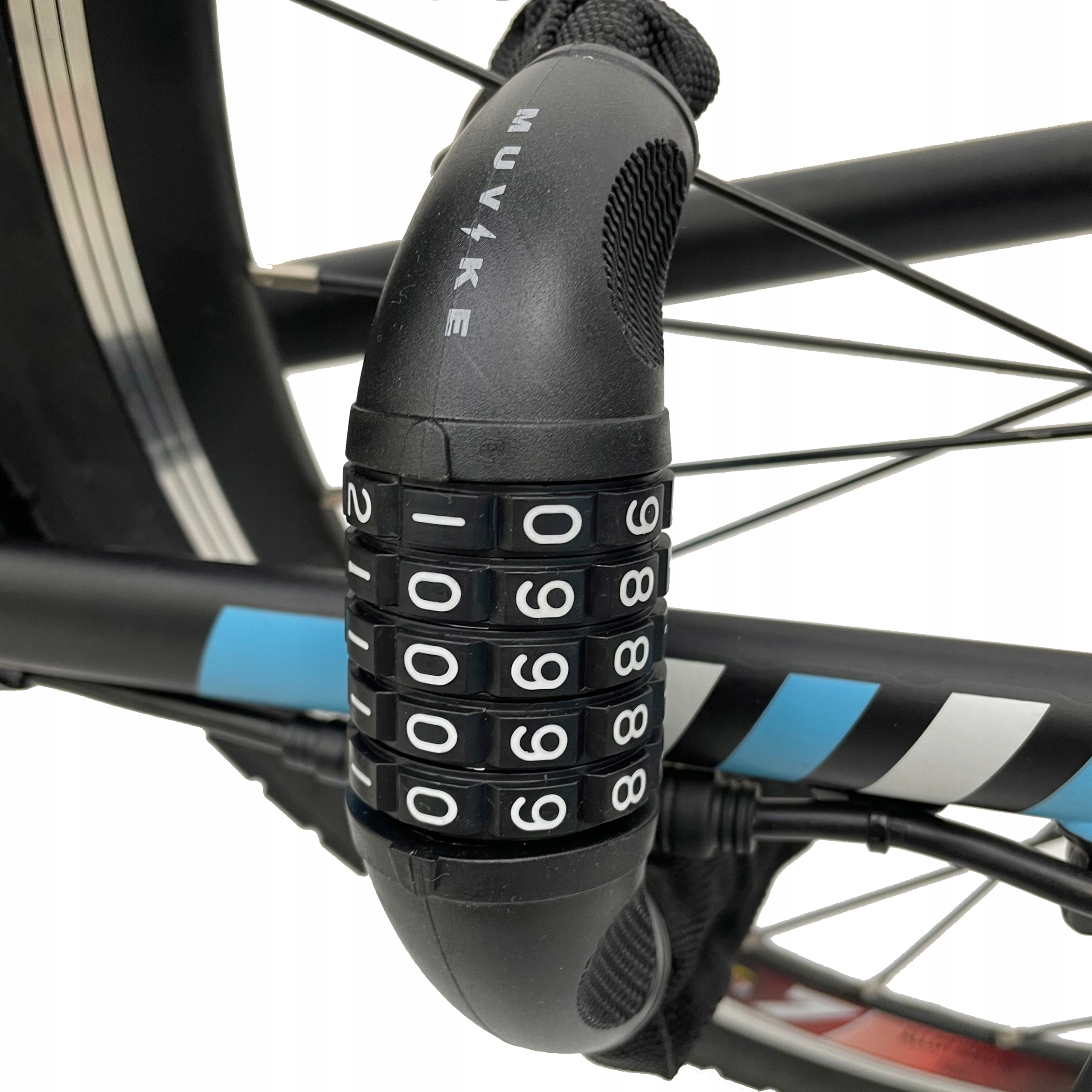 ZAPIĘCIE DO ROWERU ŁAŃCUCH BLOKADA DO ROWERU MUVIKE SOLID 900/6C KOD Średnica 6 mm