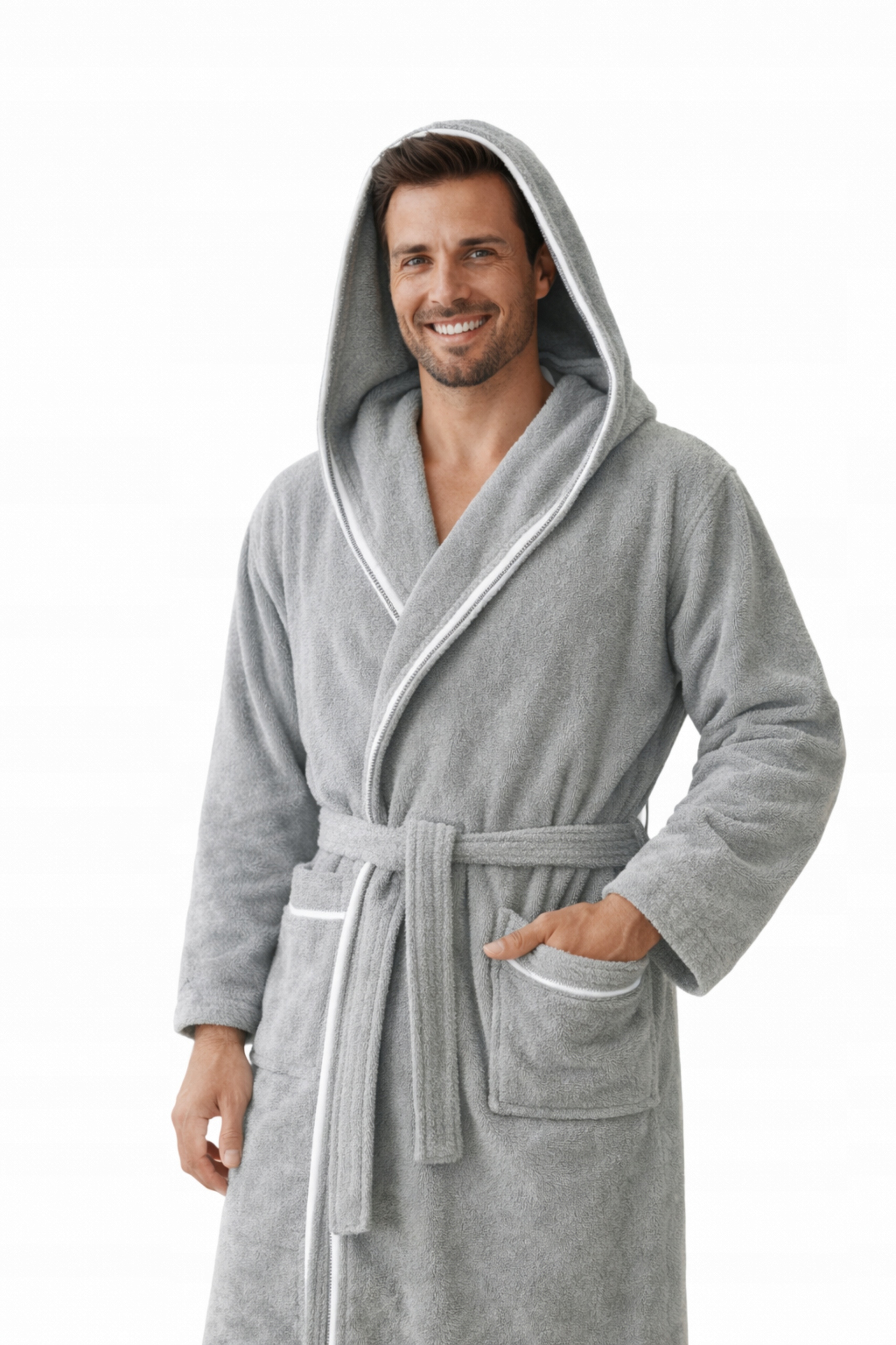 Pánský froté župan Kapuce Velluto šedá XXXL 100% Bavlna Hotel Spa