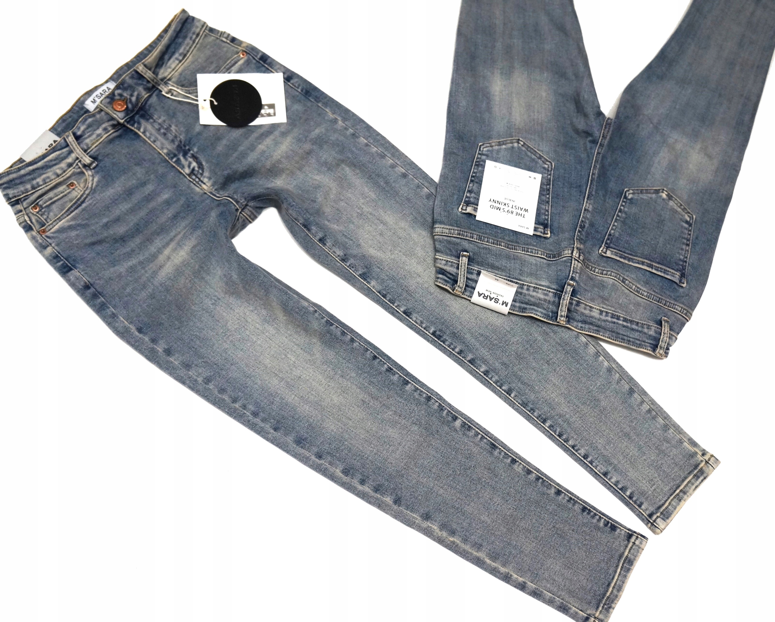 M.sara Wyszczuplające Spodnie Jeansowe Rurki Elastyczne Vintage 38