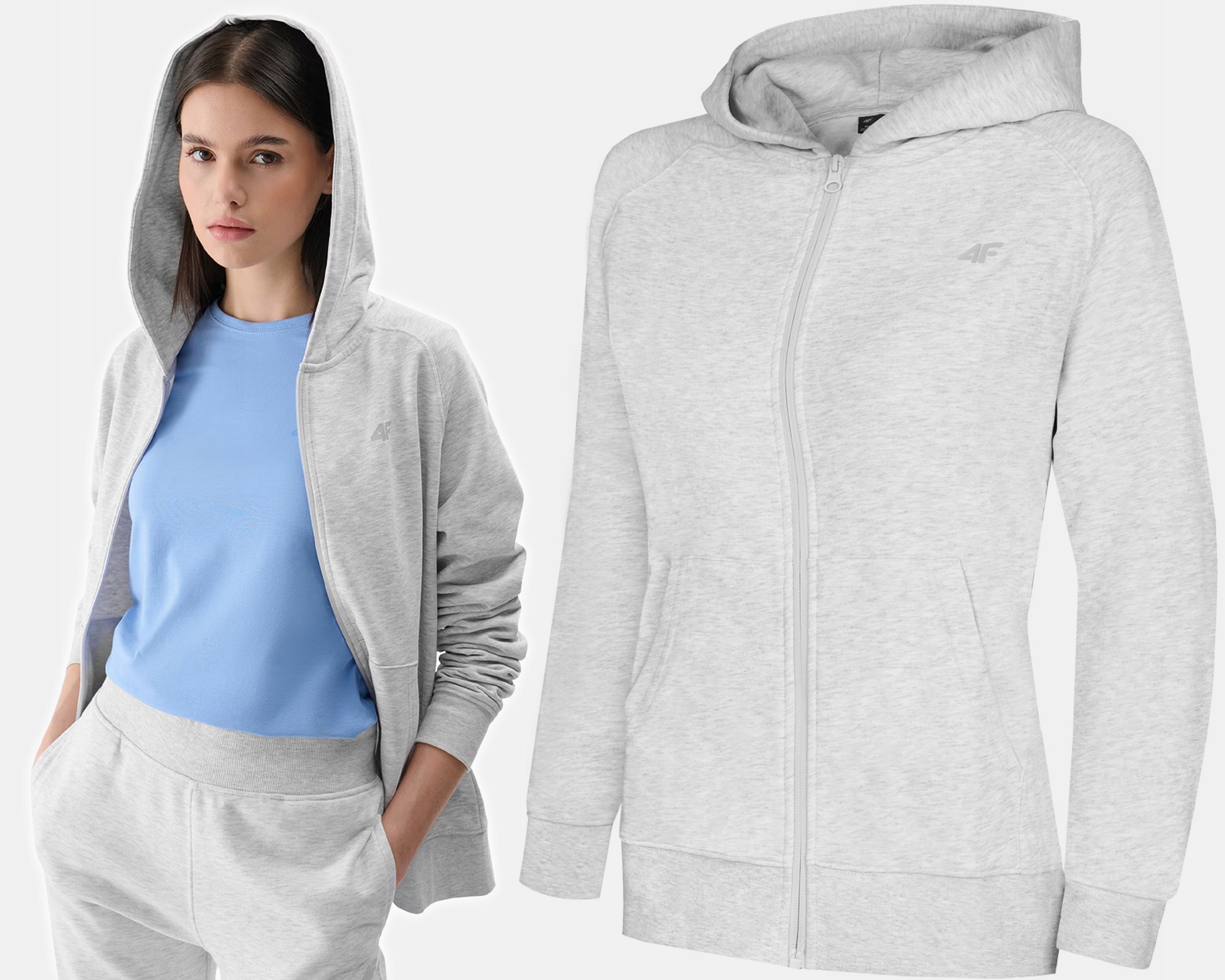 Bluza Damska 4F Dresowa Sportowa F1763 Z Kapturem Rozpinana Na Co Dzień S