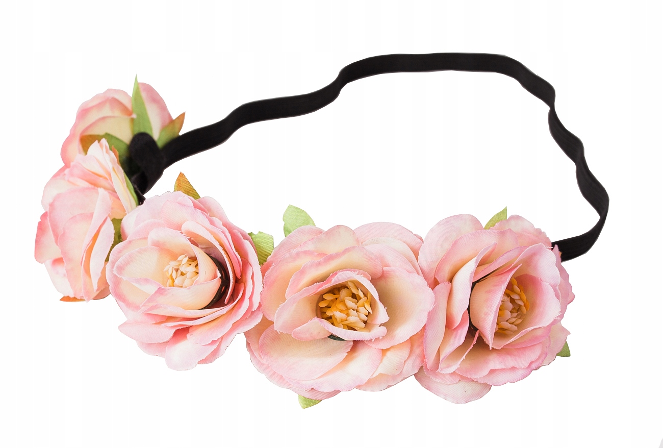 

Wianek do włosów na gumce róże kwiaty boho