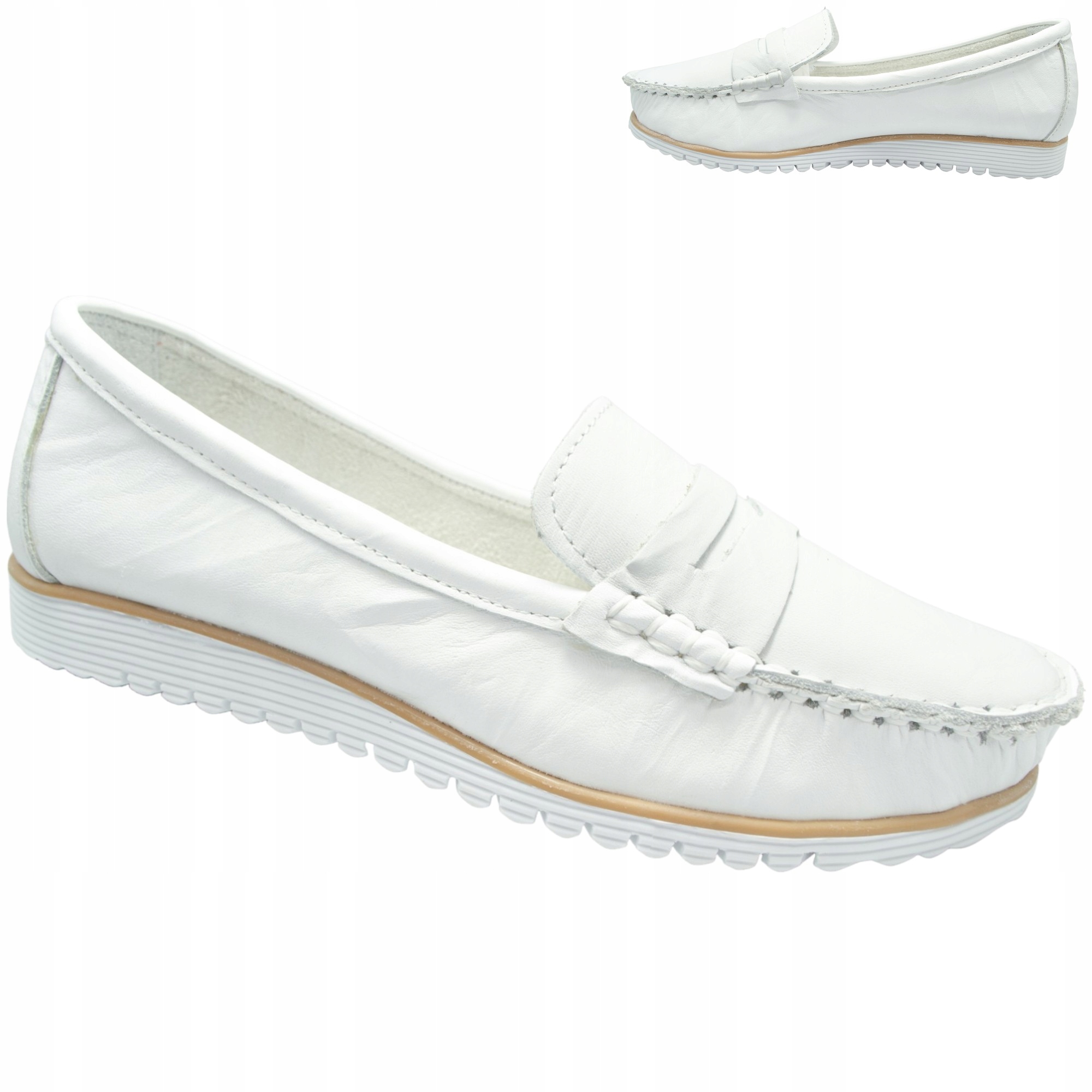 Dámské kožené mokasíny Loretta Vitale 4001 Polobotky Bílé Nazouvací 38