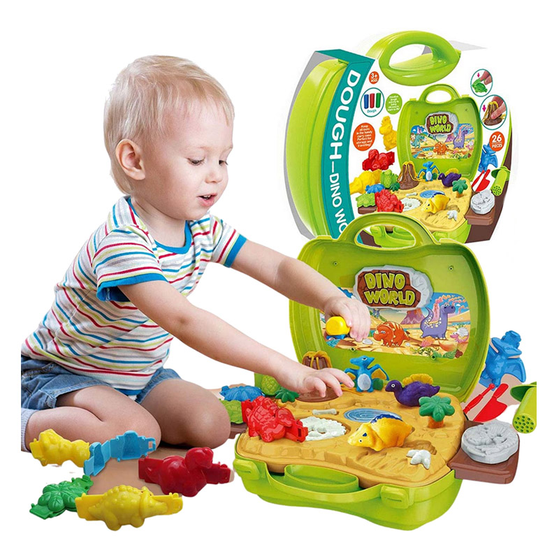 Zestaw CIASTOLINA kuferek DINOZAURY foremki