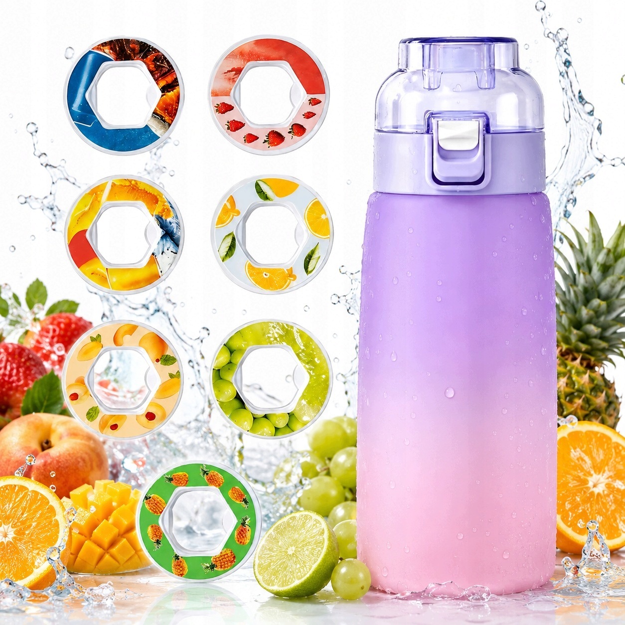Smakowa Butelka na wodę 600ml z Pierścień zapachowy 7 Bez Cukru i Kalorii